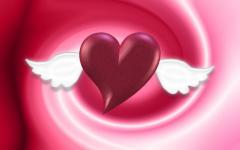 Coeur avec des ailes tendresse image digitale ton violet rose blanc