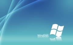 Windows seven fond ecran windows 7 lignes claires fond bleu, reflet logo