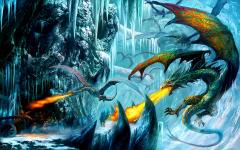 dragon et feu contre combattants image fond ecran 0008