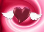 Coeur avec des ailes tendresse image digitale ton violet rose blanc