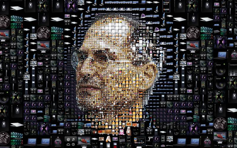 Fond ecran hommage a steve jobs fondateur apple decede en 2011 photo montage mosaique
