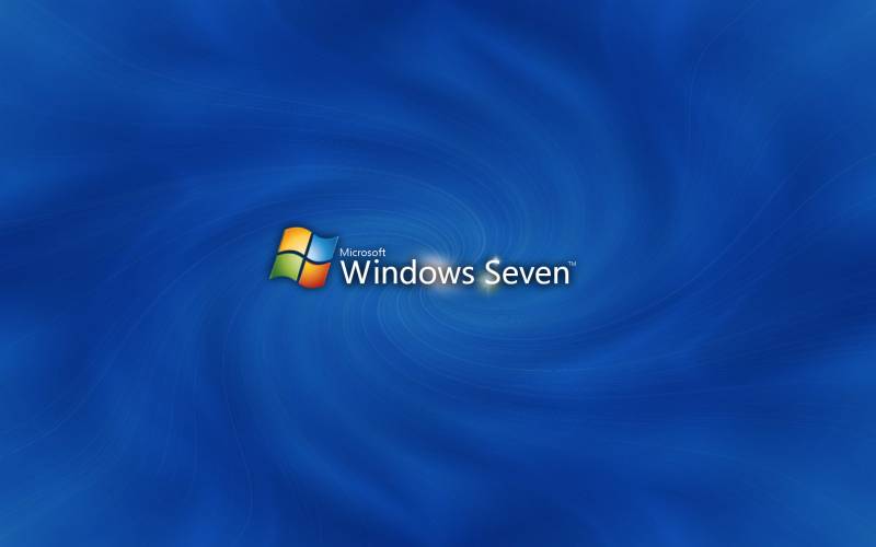 Windows seven fond ecran windows 7, effet tourbillon, tons bleus avec logo