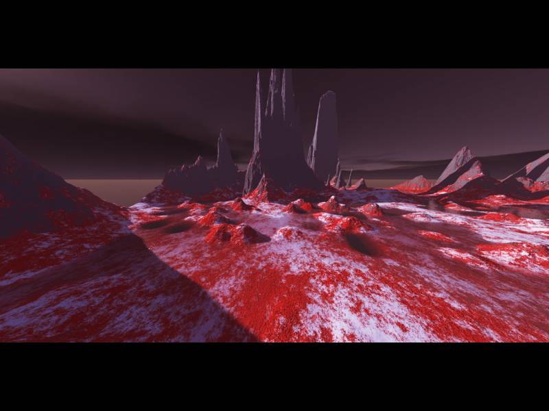 paysage planetaire pic sol rouge 3d terragen fond ecran ife