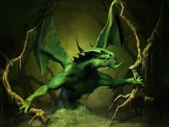Fond écran dragon ailé vert, image fond ecran 0024