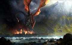 Dragon rouge attaquant les derniers survivants, image fond ecran 0006