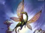 Fond écran dragon ailé, ailes transparentes brillantes