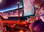 Manga japonais ton rouge violet fille avec ombrella dessin