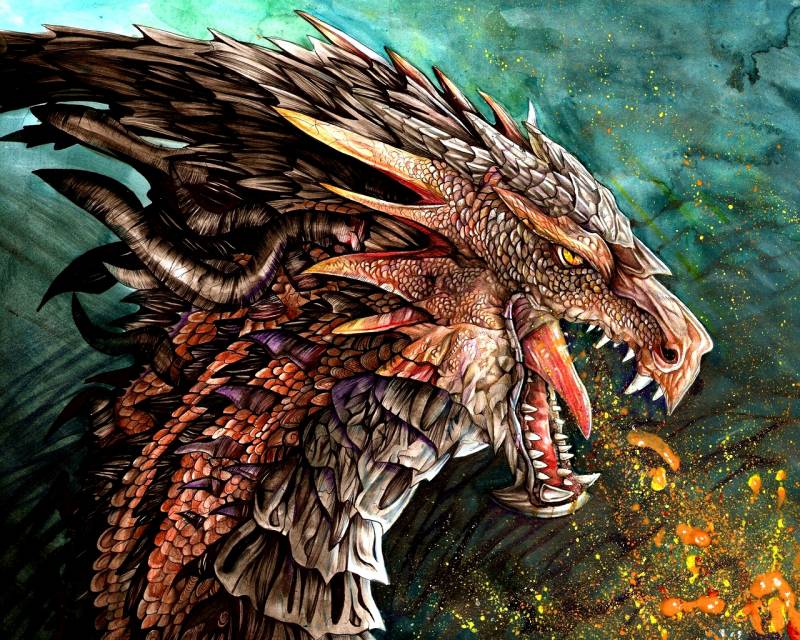 Tête de dragon, dessin couleurs vives image fond ecran