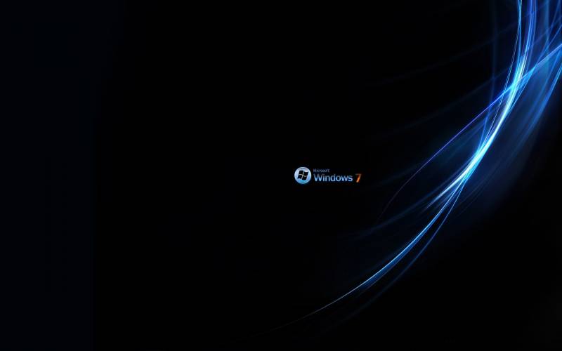 Windows seven fond ecran windows 7, raies sur la droite, logo minuscule, chiffre 7 orange