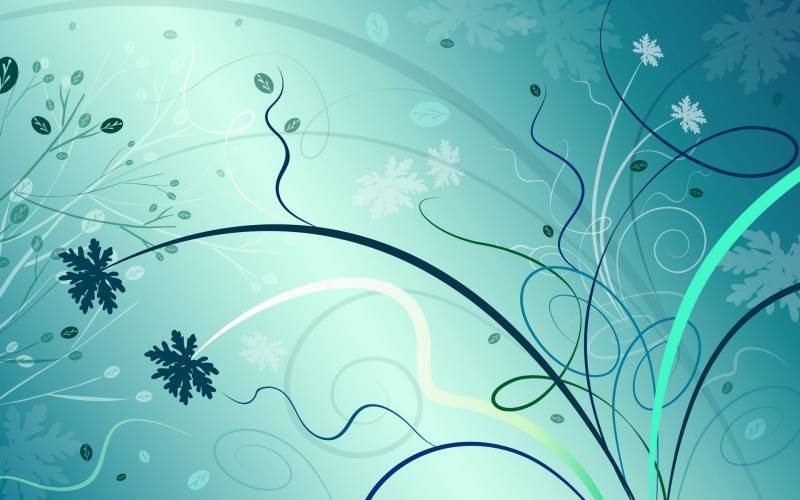 Fond écran multi lignes avec feuilles couleurs bleues vertes cyan art digital