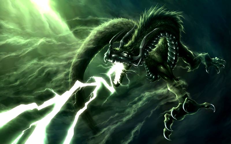dragon vert, image fond ecran tons verts