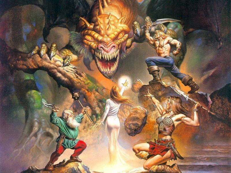 Fond écran valereux guerriers et sorcière combattant le dragon image fond ecran 0020